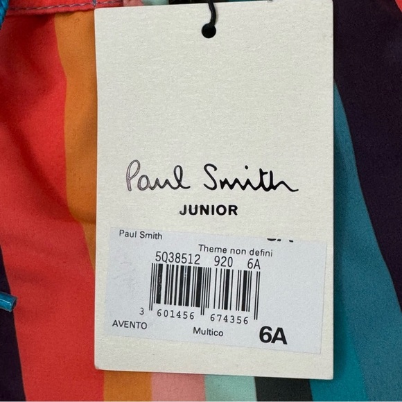 NWT PAUL SMITH Junior “Artist Stripe”Multicolor Striped Swim Shorts Size 6 - Picture 2 of 11
